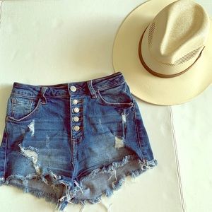 High waisted denim shorts